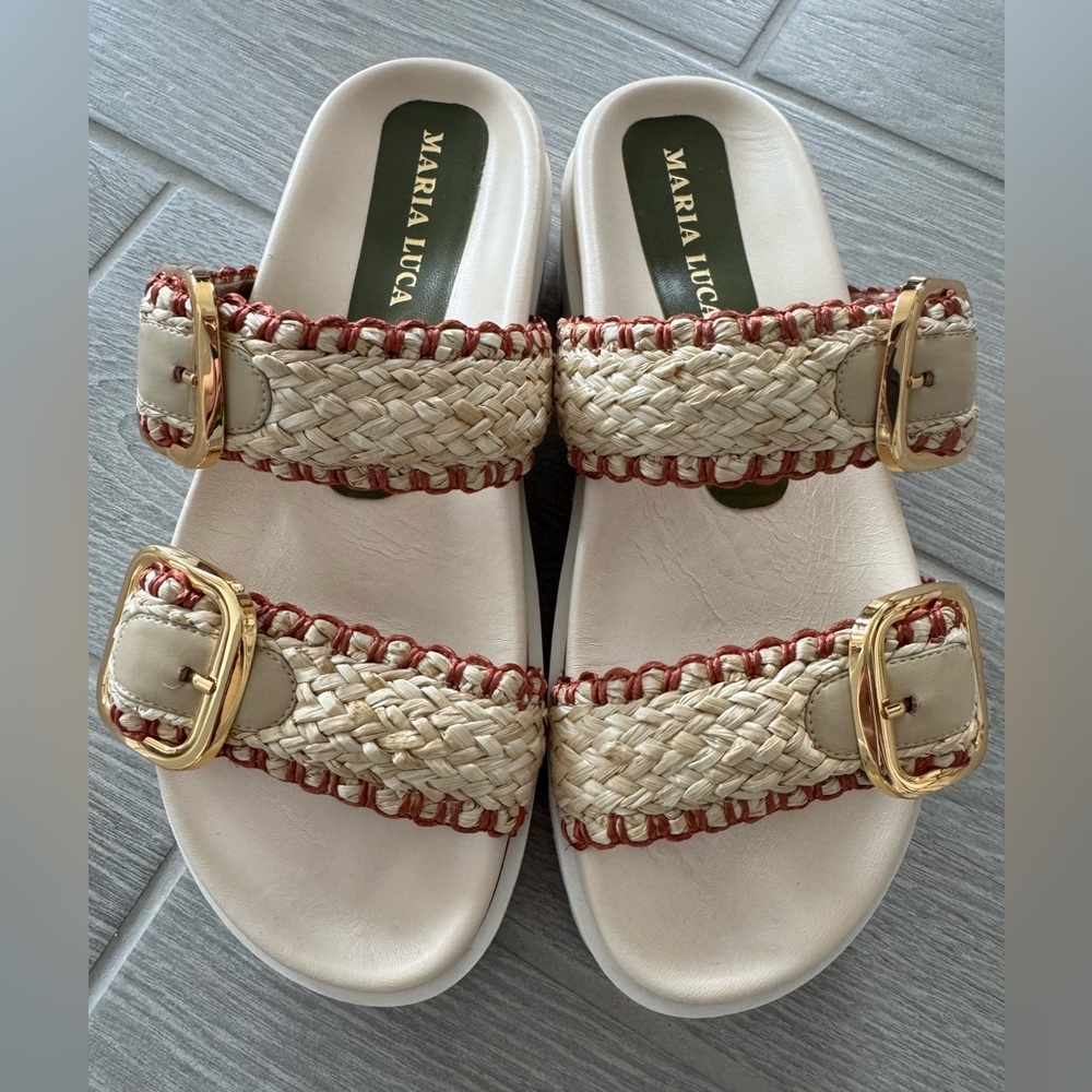 MARIA LUCA Iris Active Raffia Sandals Size 38 NWOT - Picture 6 of 7